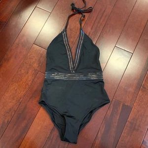 NWT Black One Piece Swimsuit with Mesh Detail